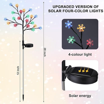 8 Pcs Solar Christmas Snowflake Pathway Lights Outdoor Decorations 8 Modes 160 LED Solar Snowflake Stake Lights Waterproof 28" H Christmas Outside Decor for Garden Walkway Porch Yard