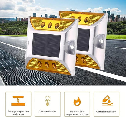 Wokyo 2PCS LED Solar Lights on The Ground Outdoor lamp Bolt Road Light for Entrance Garage Garden Lawn Terrace (Yellow)