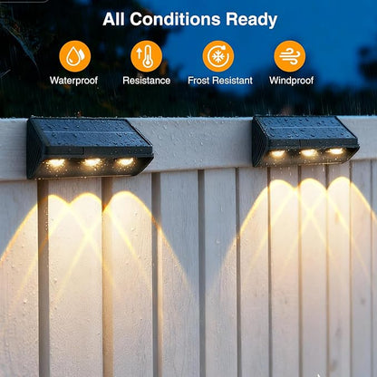 Onforu Solar Fence Lights,8 Pack Solar Lights Outdoor,3 Modes (Warm/Neutral/Cool White) for Outside,Dusk to Dawn Outdoor Lighting,IP65 Waterproof Deck Lighting for Patio,Step,Backyard,Railing,Wall