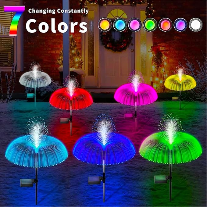4-Pack Solar Pathway Lights Outdoor Garden Jellyfish Decor Lawn Lights Solar Power Waterproof Yard Walkway Patio Decor Flowers Lamp