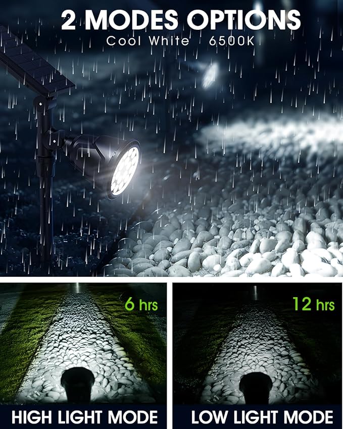 DBF Solar Outdoor Lights, 600LM Solar Spot Lights Outdoor Waterproof with 2 Lighting Modes, Adjustable Head & Solar | Lumora