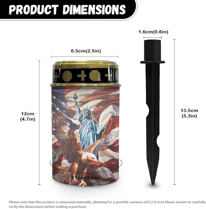 US Flag Eagle Cemetery Lights - Solar Powered Outdoor Garden & Landscape Lights