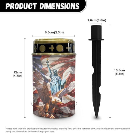 US Flag Eagle Cemetery Lights - Solar Powered Outdoor Garden & Landscape Lights
