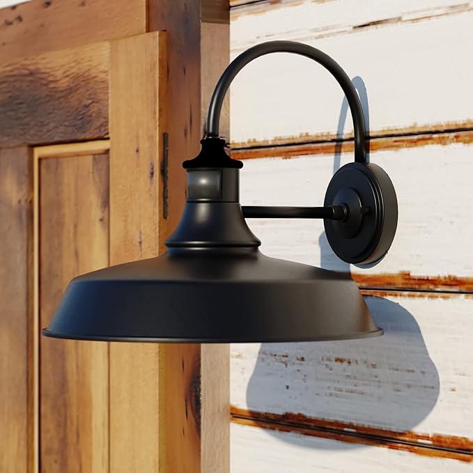 VAXCEL Dorado Outdoor Steel Wall Light with Motion Sensor, 15" W x 13.25" H Rustic Farmhouse Gooseneck Wall Sconce for Porch, Patio, Deck, or Front Door, Bronze