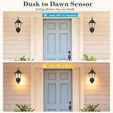 GRUENLICH Dusk to Dawn Outdoor Wall Sconce, Exterior Front Porch Lighting with Clear Glass, Black Aluminum Outside | Lumora