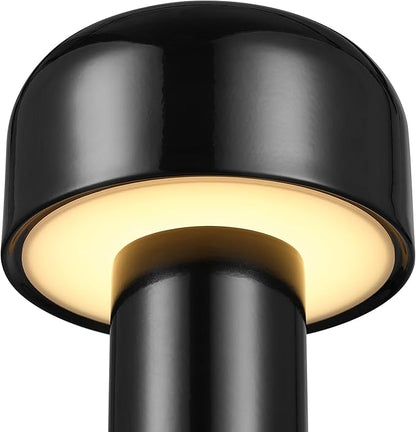 Globe Electric 60000118 8" 1.5W LED Integrated Outdoor Table Lamp, Black, Plug-in Rechargeable Battery, USB-C Cable, Frosted Acrylic Diffuser, 4-Step Dimmer Touch Switch, Wet Rated