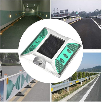 Dioche 2 Pcs Solar Power Ground Marker Lights/Outdoor Driveway Road Stud Lamp 6 LED/Road Stud Pathway Marker Light