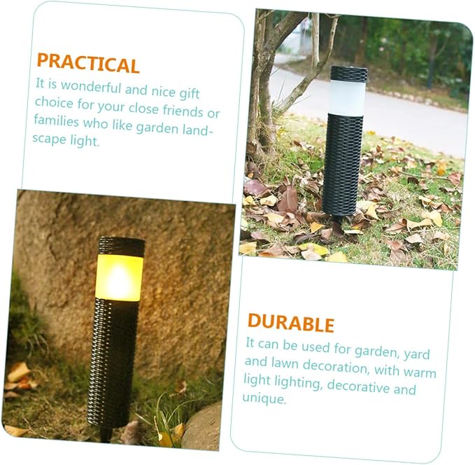 Lurrose Solar Garden Light Led Outdoor Stake Light Solar-Powered Landscape Lighting for Garden Decor Easy to Install Imitation Rattan Design for Use