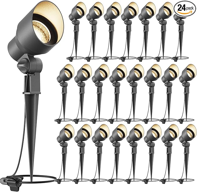 VENUS MANUFACTURING 24 Pack Low Voltage Landscape Spotlight 20W Halogen Outdoor Landscape Lighting Kits 145 Lumen | Lumora