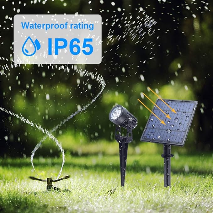 APONUO Metal Solar Spot Lights Outdoor with 9.8ft Cable Solar Powered Landscape Lighting Low Voltage IP65 | Lumora