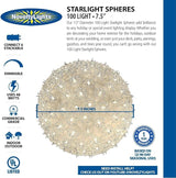 Novelty Lights 7.5in 100 Light Starlight Sphere, Clear, Large Ornament Ball Light - Outdoor Security Flood Light | Lumora