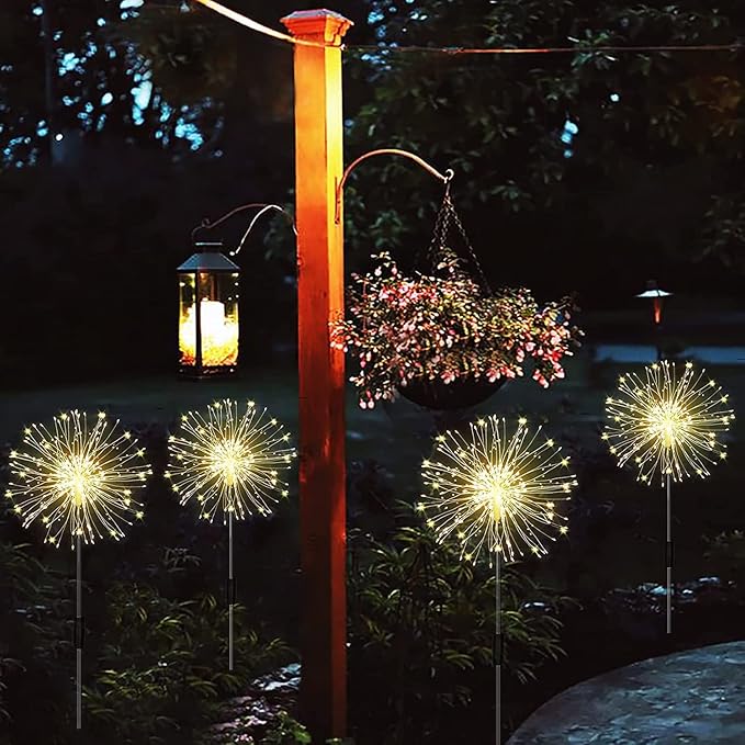 Solar Garden Lights 4-Pack Waterproof Decorative Pathway Firefly Lights for Courtyard & Garden Party Warm White | Lumora