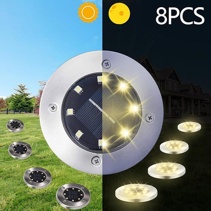 8 Pack Inground Lights for Outside, 8 LED Waterproof Solar Disk Lights, Landscape Lighting for Outdoor Garden Pathway Driveway