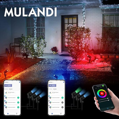 Smart Landscape Lighting, 3 Pack RGBW Color Changing LED with App Control Waterproof Spotlight, Outdoor Yard Spot Lights with 36W Transformer & Timer, LED Lawn Light with Music Sync