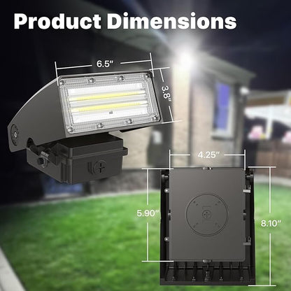HYPERLITE LED Wall Pack 40W: 5200lm 5000K 0-90°Adjustable ETL Certified - 2PACK Wall Pack Lights Outdoor LED Small Wall Pack Downlight for Garage Yard Shop Doorway Barn Alleyways Entryway