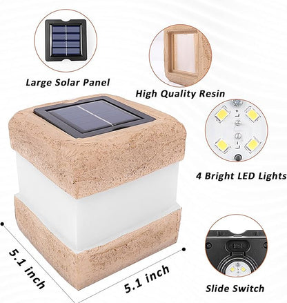 2 Pack Solar Rock Lights Outdoor - Solar Garden Decor Landscape Pathway Lights Waterproof with Warm LED Lights for Table Patio Yard Garden Walkway Decor(Brown)