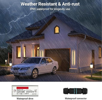 Long Outdoor Wall Lights, 79 in Outdoor Wall Sconce with Remote Control 3CCT Dimmable, Waterproof Exterior Linear Wall Light Fixture for House Garage