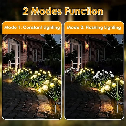 4 Pack Solar Jellyfish Lights Outdoor Waterproof–Upgraded Intelligent Light Control, IP65 Waterproof, Six-Head Mushroom Garden Lights for Pathway, Yard, Fence, Patio
