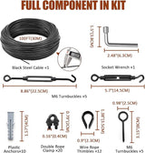String Light Hanging Kit Outdoor, Full Black String Light Wire Hanging Kit Includ 100FT PVC Coated Steel Cable | Lumora