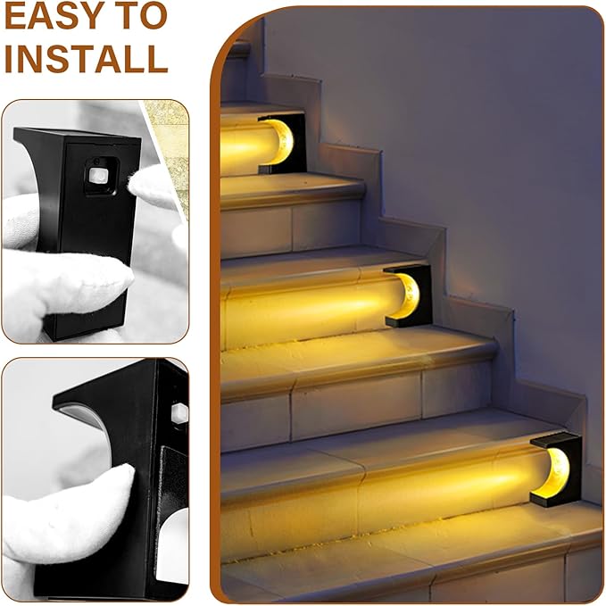 Solar Stair Lights 6 Pack, Outdoor Waterproof IP55, LED Outdoor Step Light Decor for Garden Stair, Deck, Front Step, Front Porch, and Patio