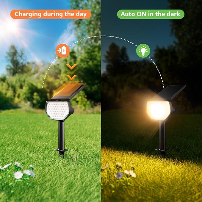 Lepro Solar Decorative Spot Lights 4 Pack, Warm White Accent Lights for Garden - Outdoor Security Flood Light | Lumora