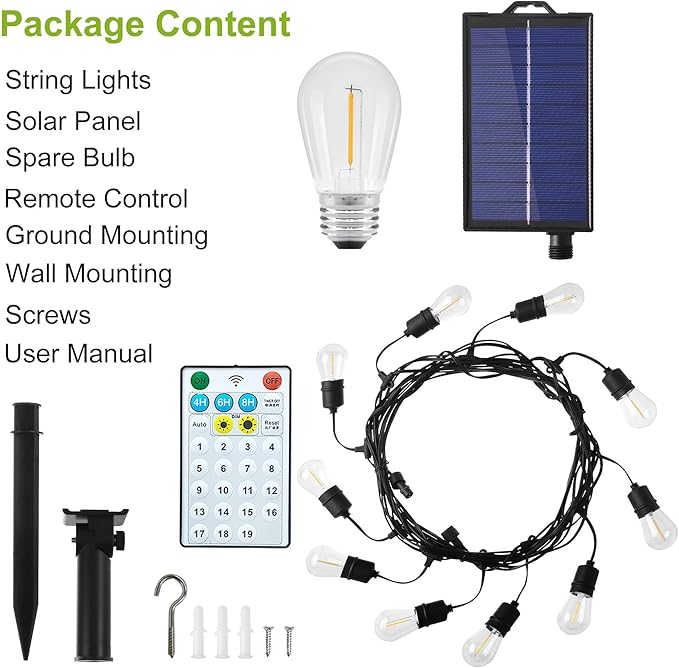 PMS Solar Outdoor String Lights, Color Changing Warm White to Cool White with Remote, Shatterproof LED Bulbs for | Lumora