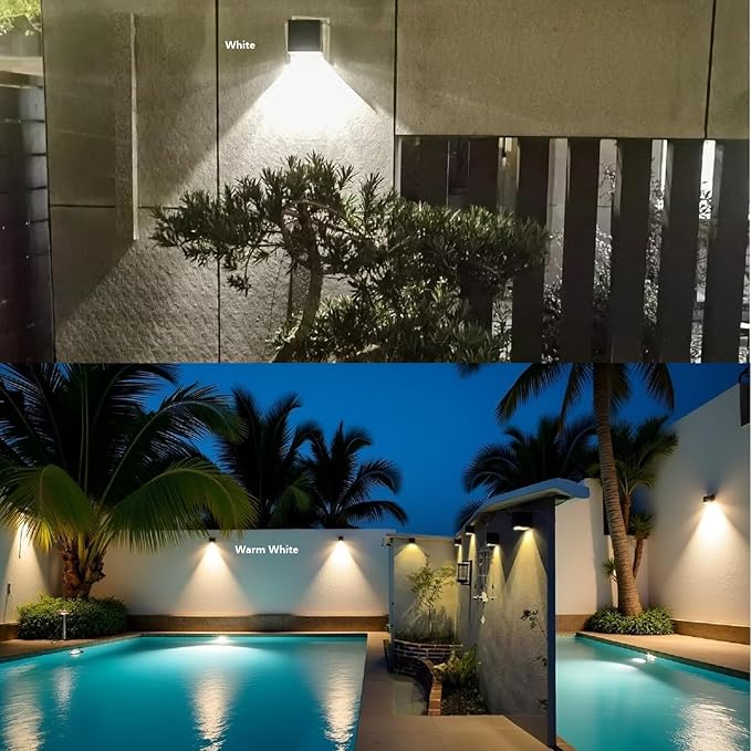 ASLIDECOR Solar Fence Lights with 2 Modes Warm White/Cold White,2 Pack Solar Wall Lamps Outdoor Waterproof Led for | Lumora
