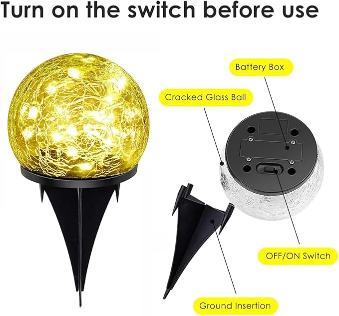 Solar Lights, Outdoor Waterproof, Spherical, Suitable for Yard, Terrace, Path, Lawn, Party, Garden, Landscape Lighting, Creative Birthday Gift, 2 Pack (5.5 Inch (Warm Light))