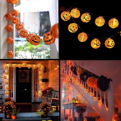 SUNSGNE Halloween Pumpkin Lantern String Lights 8.5Ft Halloween String Lights with 10 Smiling Jack O Lantern Pumpkin for Party Holiday Decor