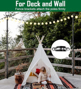 10Ft String Light Poles for Outside - 2 Pack Adjustable Metal Poles for Outdoor String Lights, Rustproof & Sturdy | Lumora