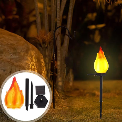 Luxshiny Flame-Shaped Solar Powered Garden Stake Light Outdoor Lawn Walkway Landscape Lighting Decorative Patio Path Light for Yard Atmosphere