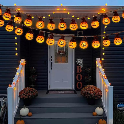 1 Pack Solar Jack O Lantern Lights - Orange Halloween Pathway Decor for Outdoor Halloween Yard Display - 20 Piece