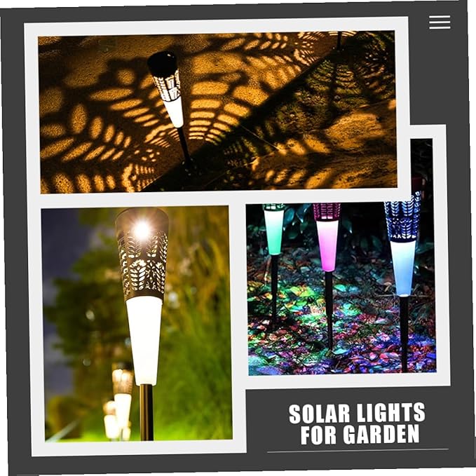 BESPORTBLE 6pcs Solar Pathway Lights Outdoor Garden Stake Lamp Warm Colorful Light Landscape Lighting for Yard Patio Lawn Decor Solar Powered