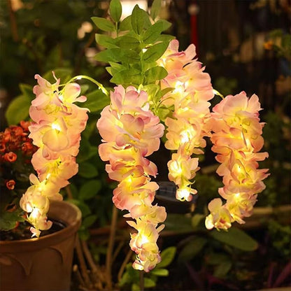 Solar Garden Lights Outdoor Waterproof Decorative Solar Lights Outdoor 1 Pack with Wisteria Flower Garden Decor Yard Patio Lawn, Gifts for Mother's Day Mom Women (Pink)