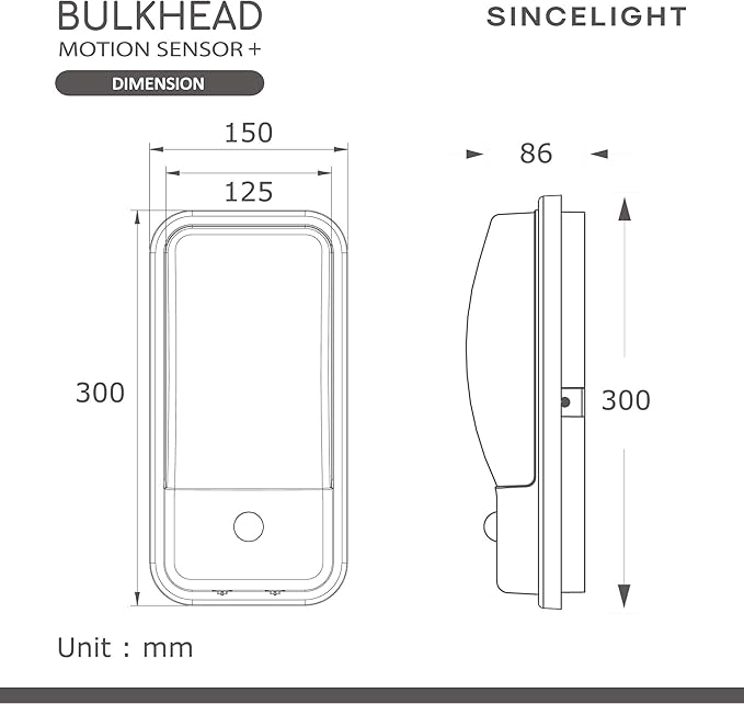 SINCELIGHT LED Bulkhead 20W with PIR Motion Sensor and Dusk to Dawn Photosensor, Dual Mode - Outdoor Wall Light | Lumora