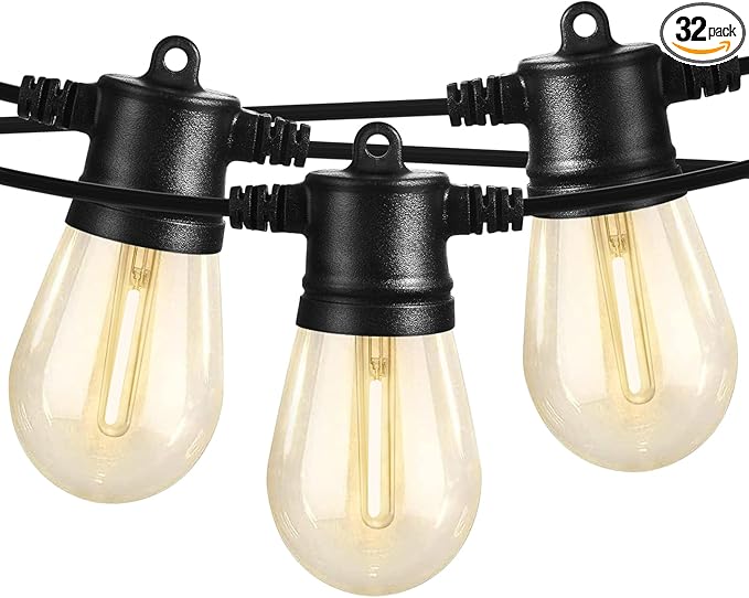 SUNTHIN Outdoor String Lights, 96FT Patio Lights with 32 LED Shatterproof Bulbs, Hanging for Outside, Garden | Lumora