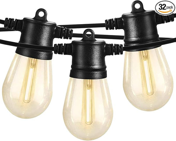 SUNTHIN Outdoor String Lights, 96FT Patio Lights with 32 LED Shatterproof Bulbs, Hanging for Outside, Garden | Lumora