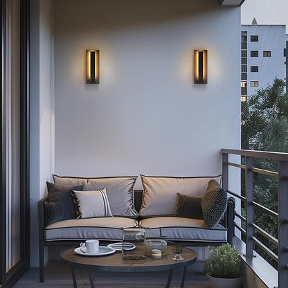 GLOBE Electric 60000128 10W Integrated LED Outdoor Wall Sconce, Bronze Finish, Modern Rectangle Frame, 650 Lumens, 2700K Warm White, Weather-Resistant, 12-Inch Height