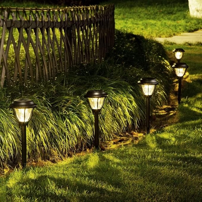 6-Pack Black Solar Pathway Led Lights with Waterproof Plastic Dusk to Dawn