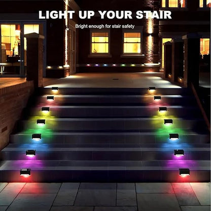 Solar Deck Lights Outdoor 16 Pack,Solar Step Lights Waterproof for Stairs,Step,Patio Front Porch,Backyard Decorations-RGB