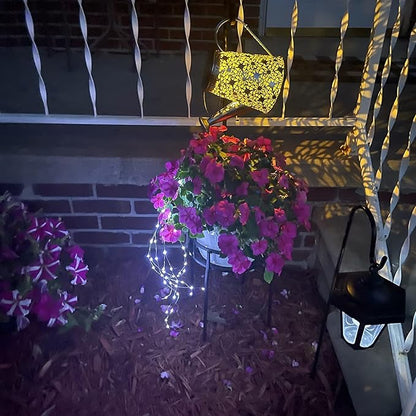 VOOKRY Watering Can with Lights, Large Hanging Solar Lights Outdoor Waterproof, Decorative Retro Metal Solar Garden Decor for Outside Patio Yard Porch Lawn, Gardening Gifts for Women Mom Grandma