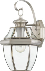 Livex Lighting 2151-91 Monterey 1 Light Outdoor Brushed Nickel Finish Solid Brass Wall Lantern with Clear Beveled | Lumora