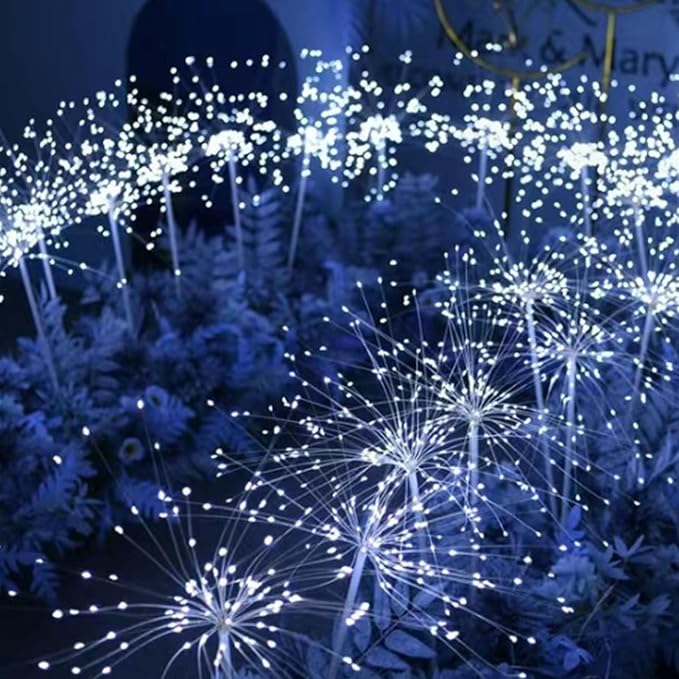 Hyuduo Solar Garden Firework Lights, 36.4 Inch Decorative Outdoor Stake Light, IP65 Waterproof, 8 Lighting Modes, ABS Material, Colorful LED for Yard, Wedding, Patio