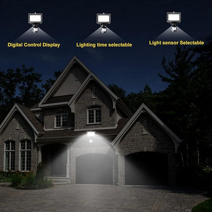SUNLONG Solar Motion Lights Outdoor Waterproof Motion Sensor Outdoor Lights Digital Adjustable PIR Security Lighting for Front Door Patio Deck Pathway (Natural White)