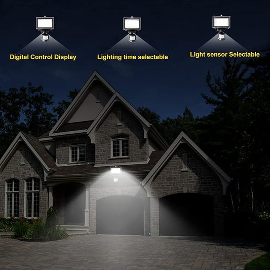 SUNLONG Solar Motion Lights Outdoor Waterproof Motion Sensor Outdoor Lights Digital Adjustable PIR Security Lighting for Front Door Patio Deck Pathway (Natural White)