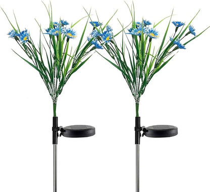 Solar Lawn Light Flower Light 2 Pack 28LED Daisy Solar Garden Light,Outdoor Decoration Stake Lights,Waterproof Solar Landscape Light Statue lamp Garden Stakes Decorative,Lawn (Blue)