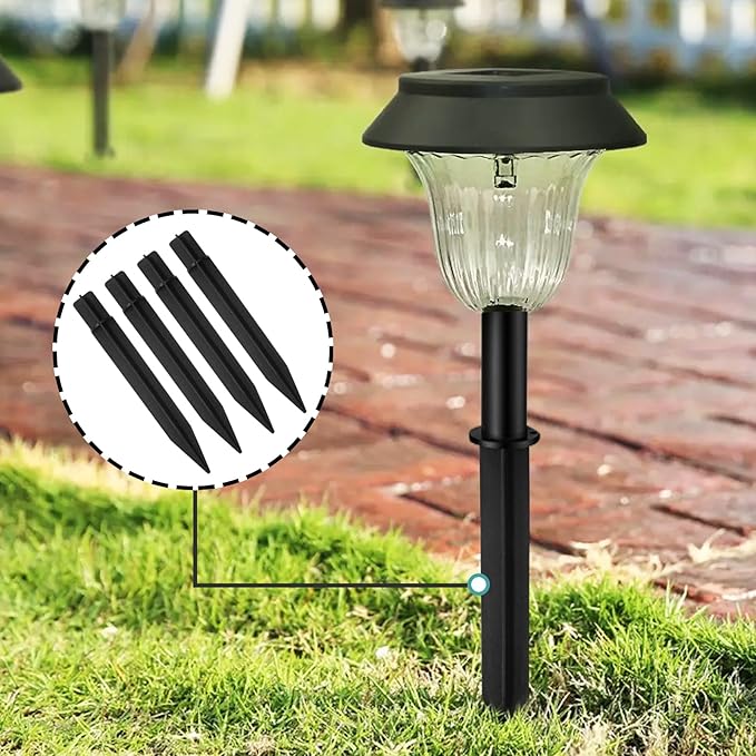 16 PCS 8.27 Inch Solar Light Stakes, Black Spikes Plastic Pathway Stakes, LED Light Ground Spikes for Garden | Lumora