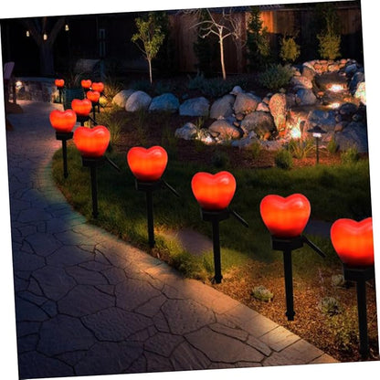DOITOOL 2pcs Heart-Shaped Solar Pathway Lights Outdoor Garden Stake Lamps for Romantic Decor Material for Lawn Lighting