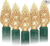 70 Count C6 Warm White Christmas Lights - 35.5ft Outdoor, Waterproof, Green Wire, IP65, UL Listed | Lumora