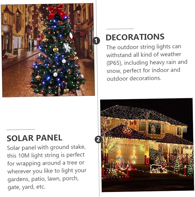 2 Sets Solar Powered Outdoor LED String Lights Beads Fairy Lights for Garden Patio Xmas Wedding Party Decor Warm | Lumora